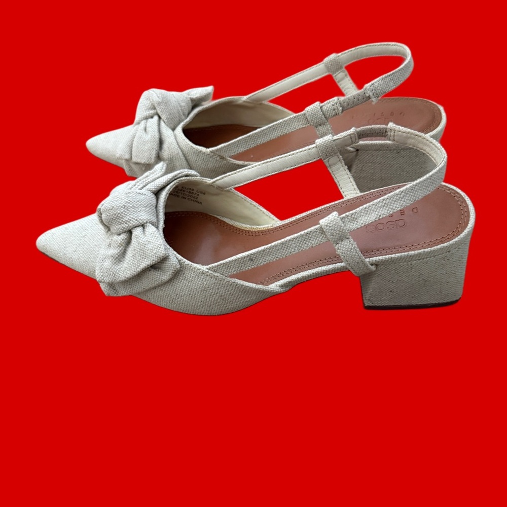 ASOS WOMEN'S WIDE FIT SAIDI BOW SLINGBACK MID HEELED